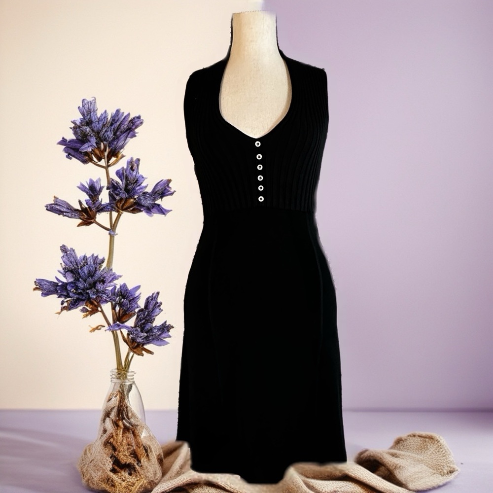 Wayne Rogers Black Sleeveless knit Mini Dress for Cocktails